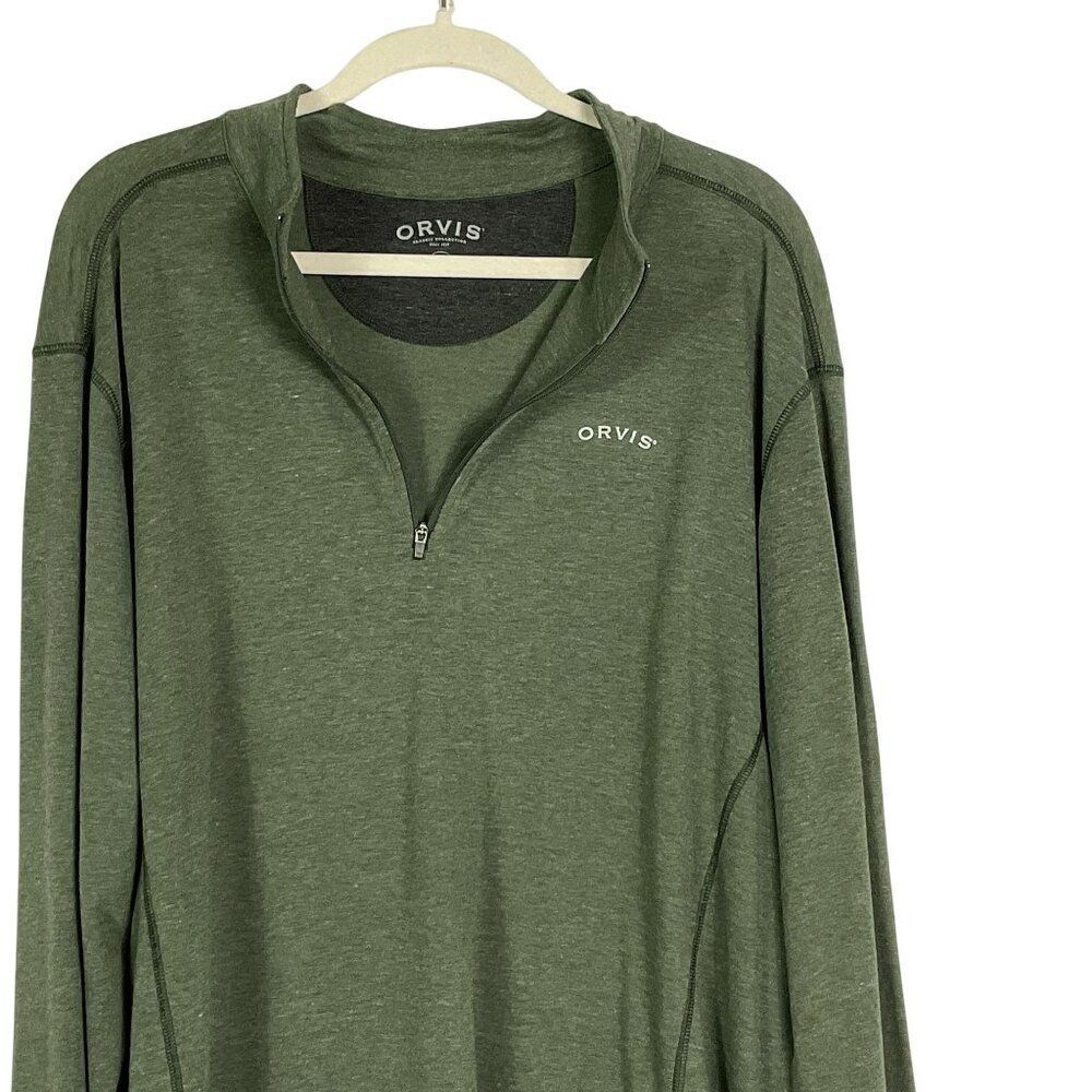 Orvis Sandy Point 1/4 Zip Pullover, Olive Green, Men's XXL, 85% poly/15% cotton - Picture 5 of 8